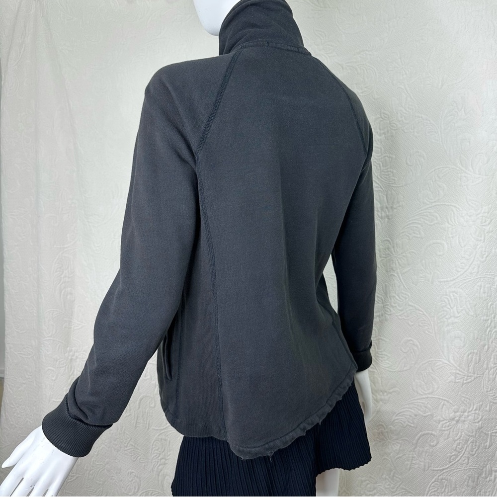 James Perse 2 (M) Distressed Black One-Snap Open Front Sweatshirt Jacket - Picture 8 of 16